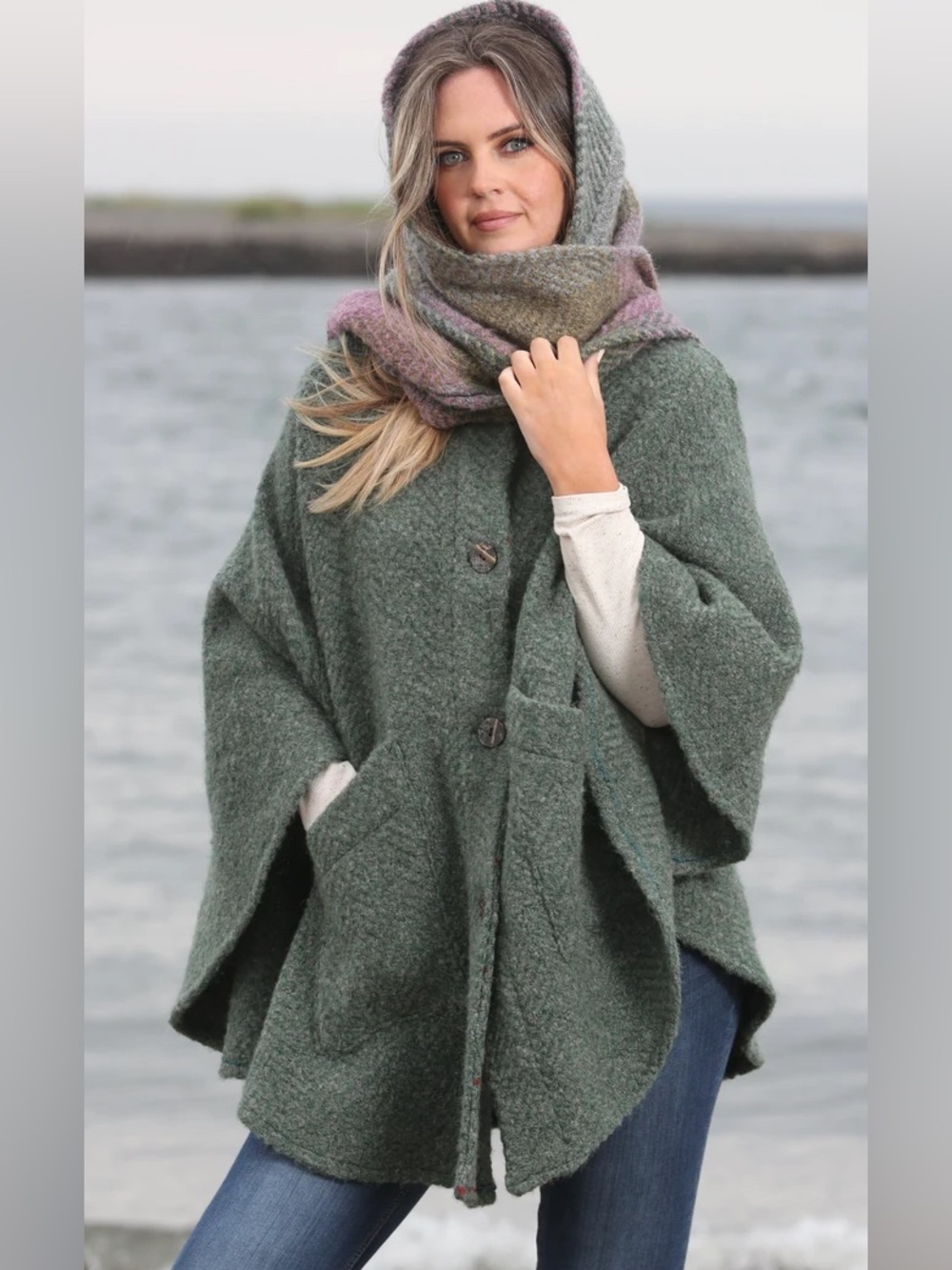 John branigan weavers green cape headscarf Tina style Irish lagenlook hobbit